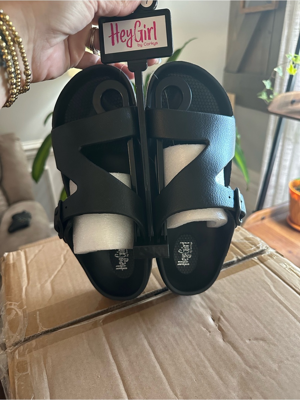 Corky’s Women's Black Sandals - Strappy Comfort- New in Packaging